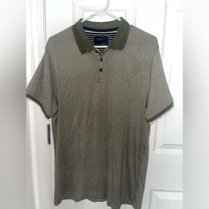 Denim & Flower men polo short sleeves shirt olive green. Size large